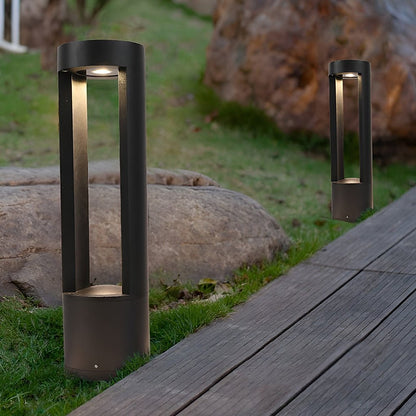 LED Light Bollard Outdoor Hollow Cylindrical Black Fixture