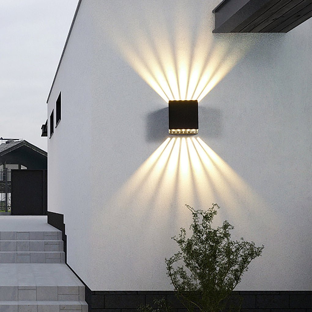 Black Square Outdoor Wall Lights Creative LED up and down Light