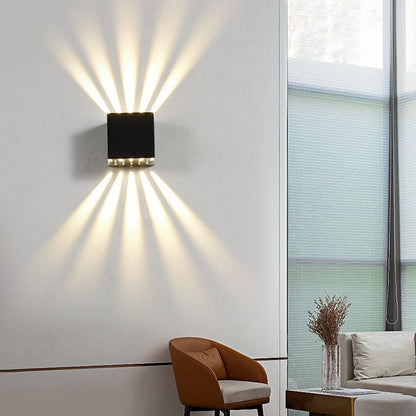 Black Square Outdoor Wall Lights Creative LED up and down Light