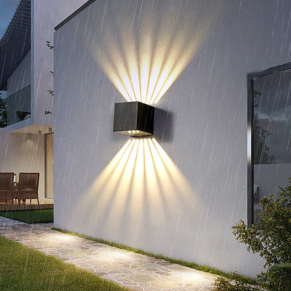 Black Square Outdoor Wall Lights Creative LED up and down Light