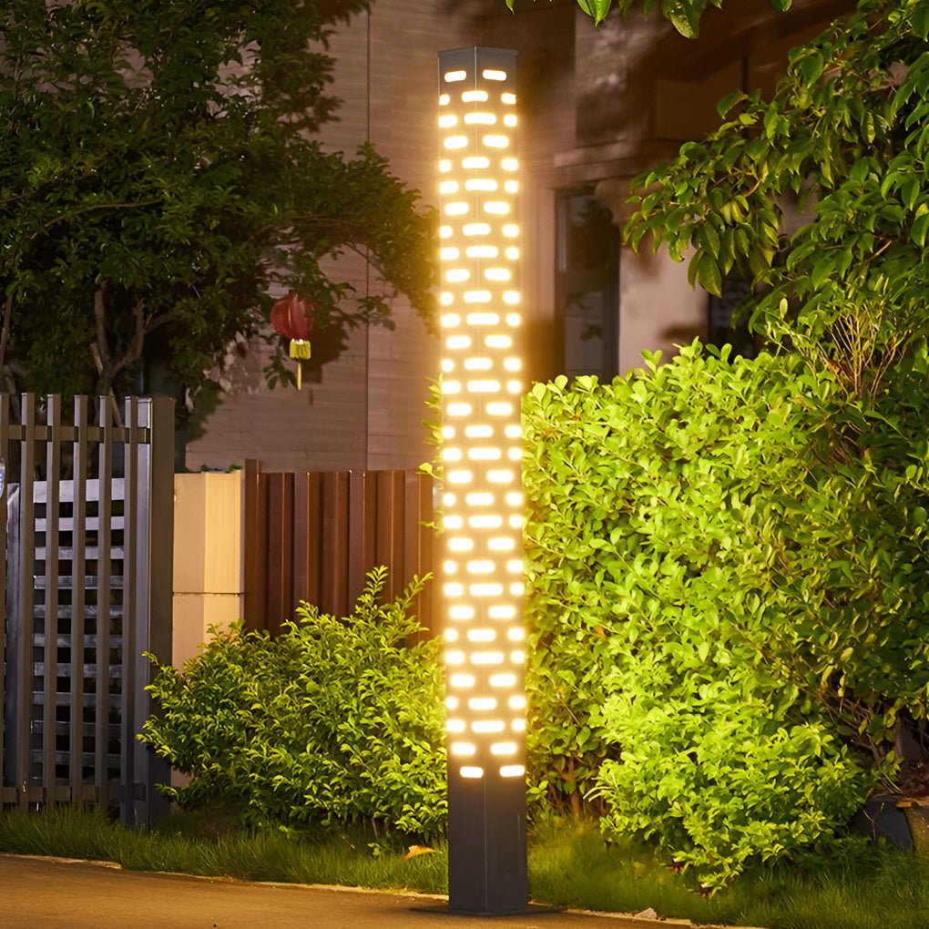 LED Garden Bollard Lights Modern Rectangular Outdoor Light