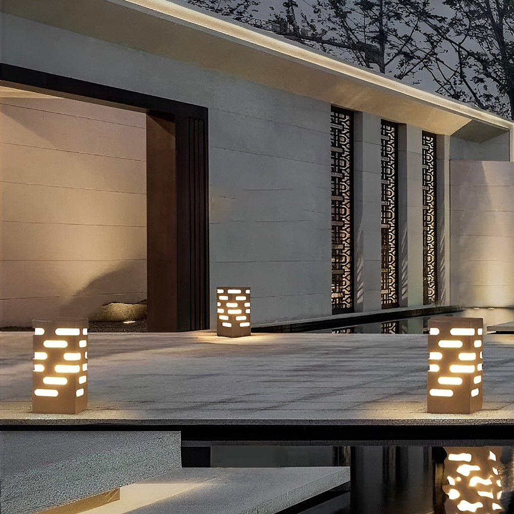 LED Garden Bollard Lights Modern Rectangular Outdoor Light