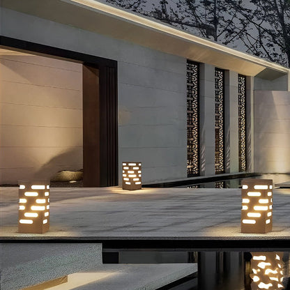 LED Garden Bollard Lights Modern Rectangular Outdoor Light