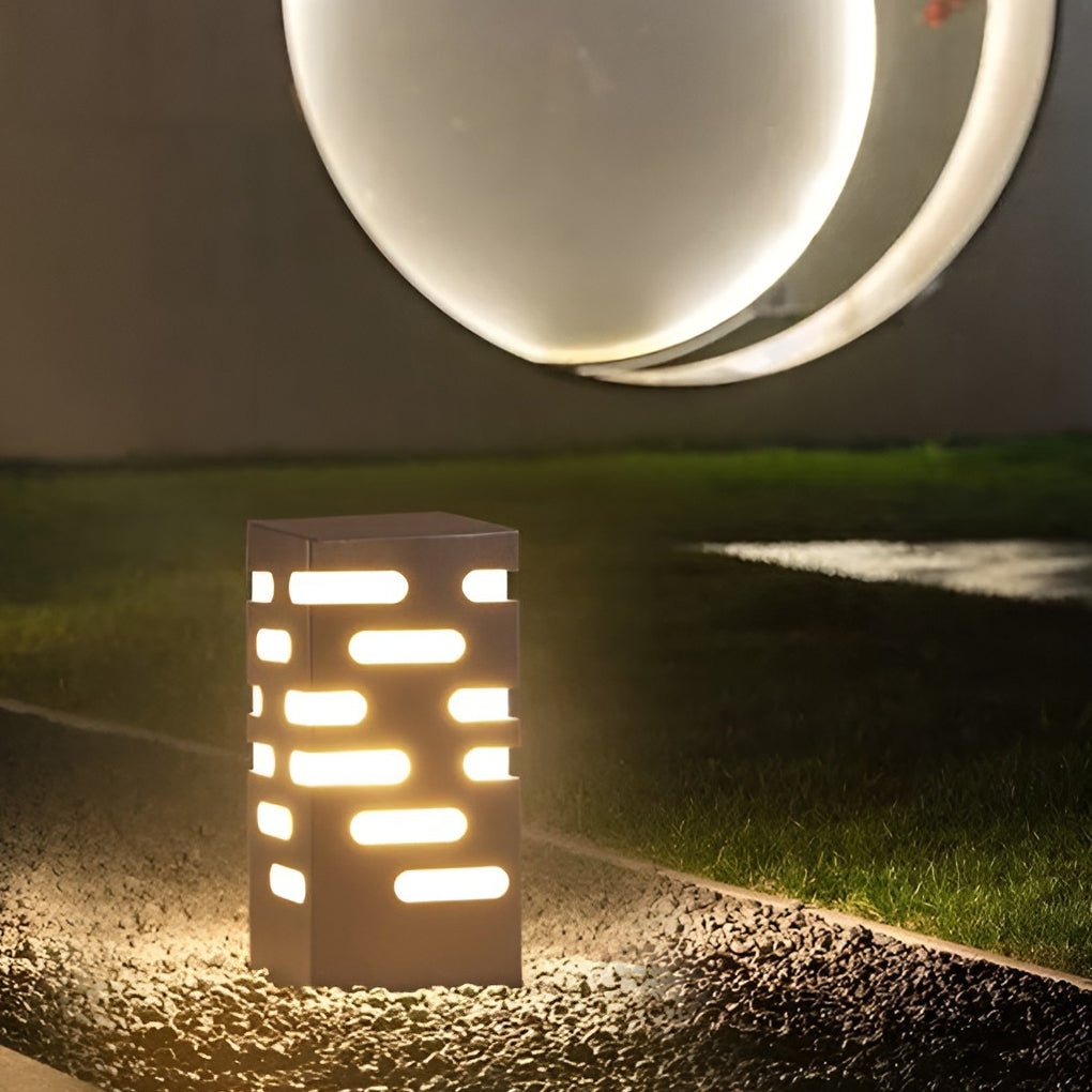 LED Garden Bollard Lights Modern Rectangular Outdoor Light