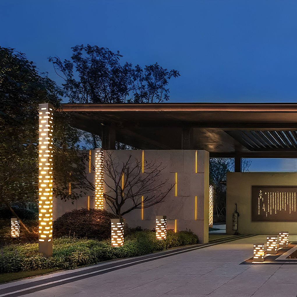 LED Garden Bollard Lights Modern Rectangular Outdoor Light