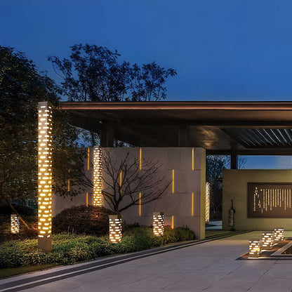 LED Garden Bollard Lights Modern Rectangular Outdoor Light