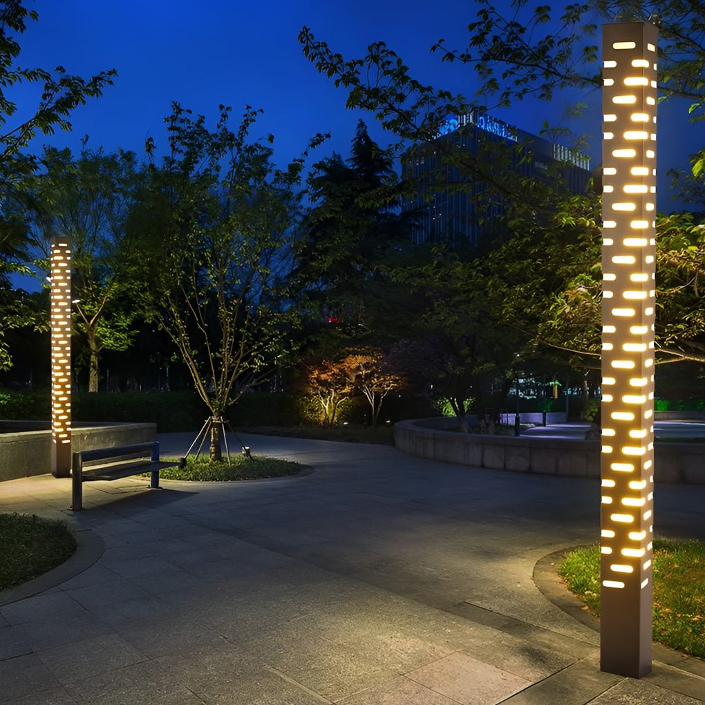 LED Garden Bollard Lights Modern Rectangular Outdoor Light