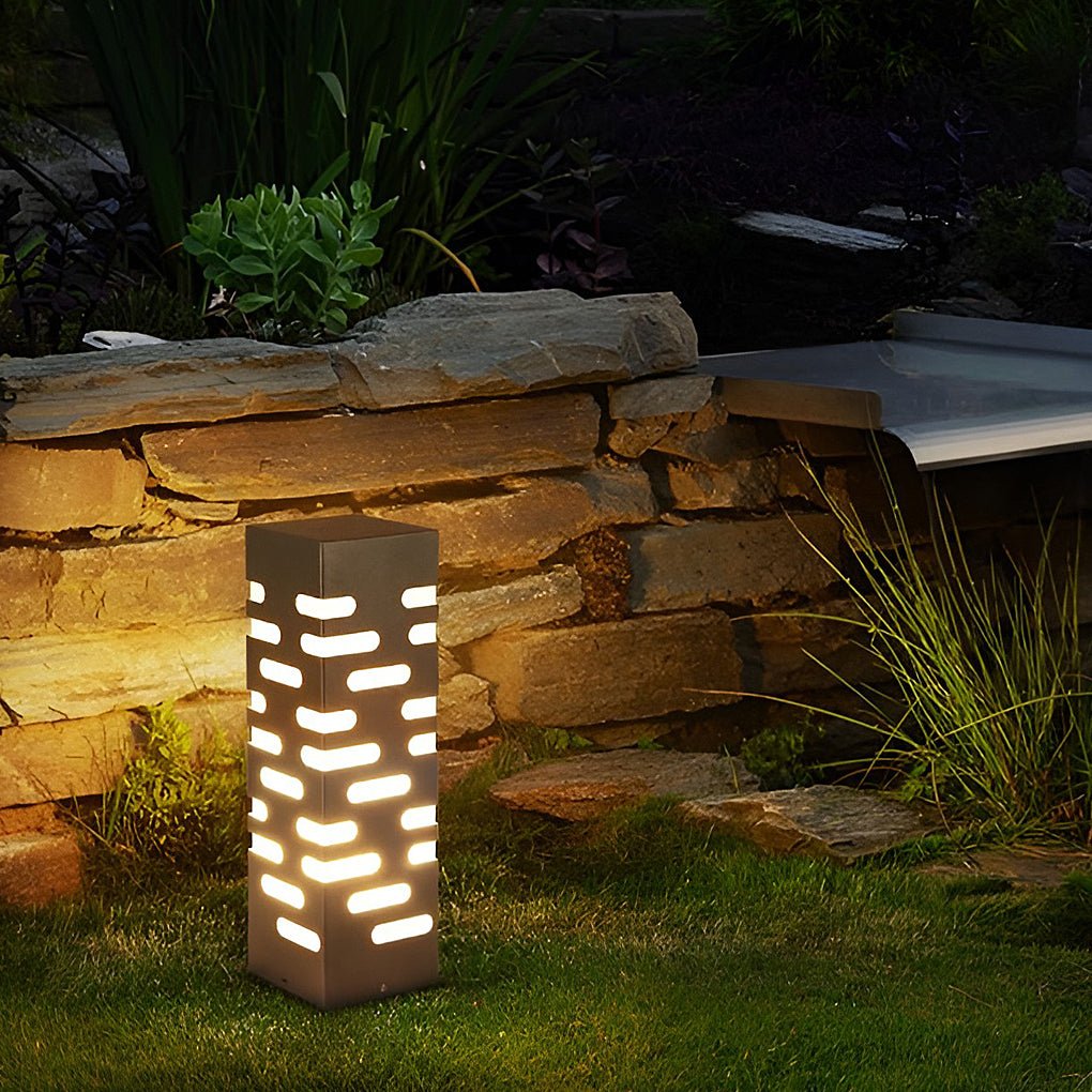 LED Garden Bollard Lights Modern Rectangular Outdoor Light