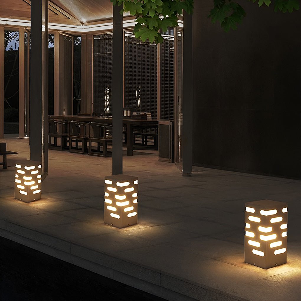 LED Garden Bollard Lights Modern Rectangular Outdoor Light