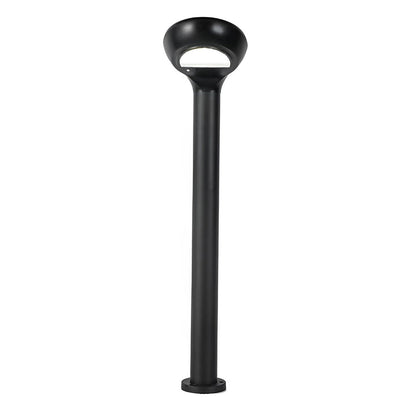 Curved Bollard Light Minimalist Solar-Powered Black Aluminum Lamp