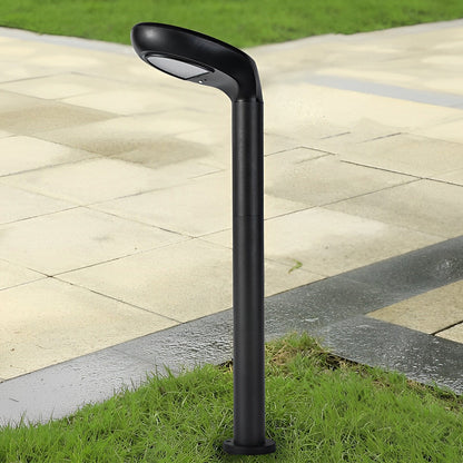 Curved Bollard Light Minimalist Solar-Powered Black Aluminum Lamp