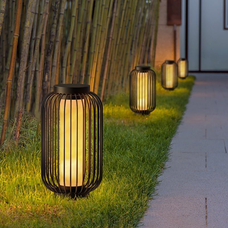 Lantern Metal Outdoor Modern Brown Waterproof Cage Lamp