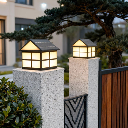 Gate Pillar Top Lights House-Shaped Outdoor Metal Light