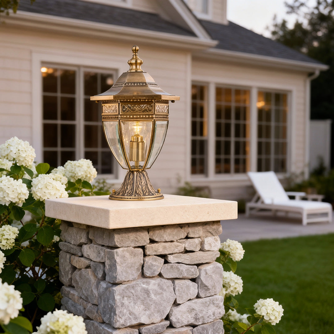Glass Pillar Light European Style Outdoor Waterproof Lamp