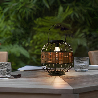 Decorative Hanging Solar Lanterns Wicker Waterproof Light