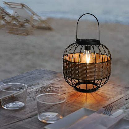 Decorative Hanging Solar Lanterns Wicker Waterproof Light