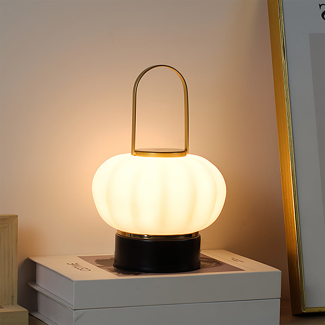 Nordic Lantern Table Lamp with LED & USB Charging – 3-Step Dimmable Atmosphere Accent Light for Bedroom