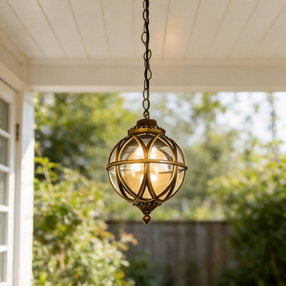 Metal Orb Pendant Light Globe Moisture Proof Outdoor Ceiling Light