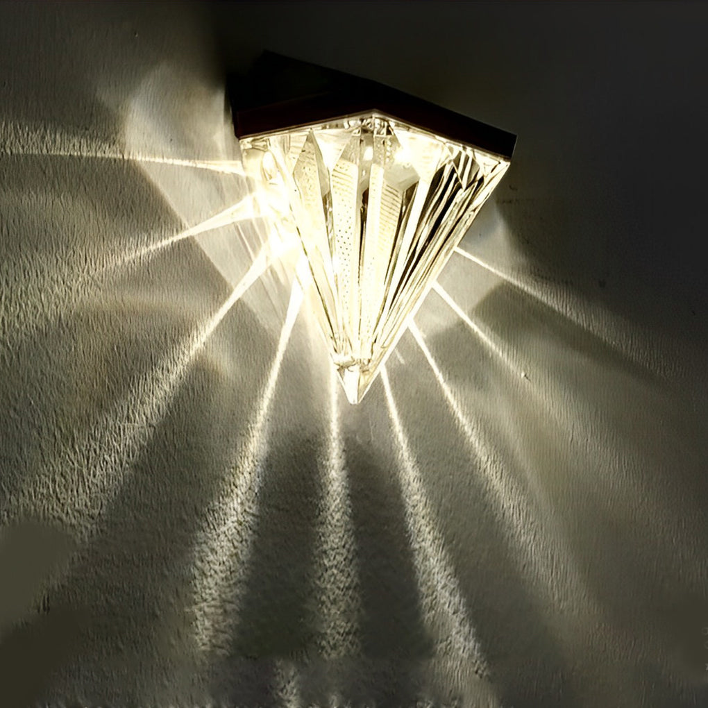 2PCS-Diamond Wall Lights LED Waterproof Black Solar Outdoor Fixture
