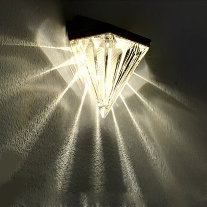 2PCS-Diamond Wall Lights LED Waterproof Black Solar Outdoor Fixture