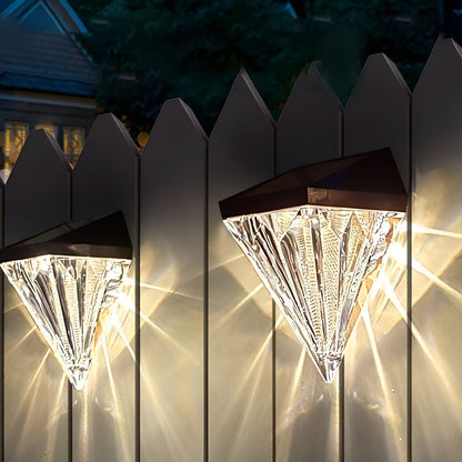 2PCS-Diamond Wall Lights LED Waterproof Black Solar Outdoor Fixture