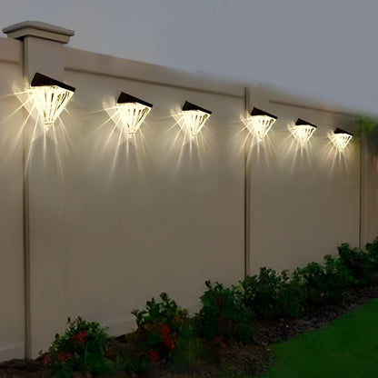 2PCS-Diamond Wall Lights LED Waterproof Black Solar Outdoor Fixture