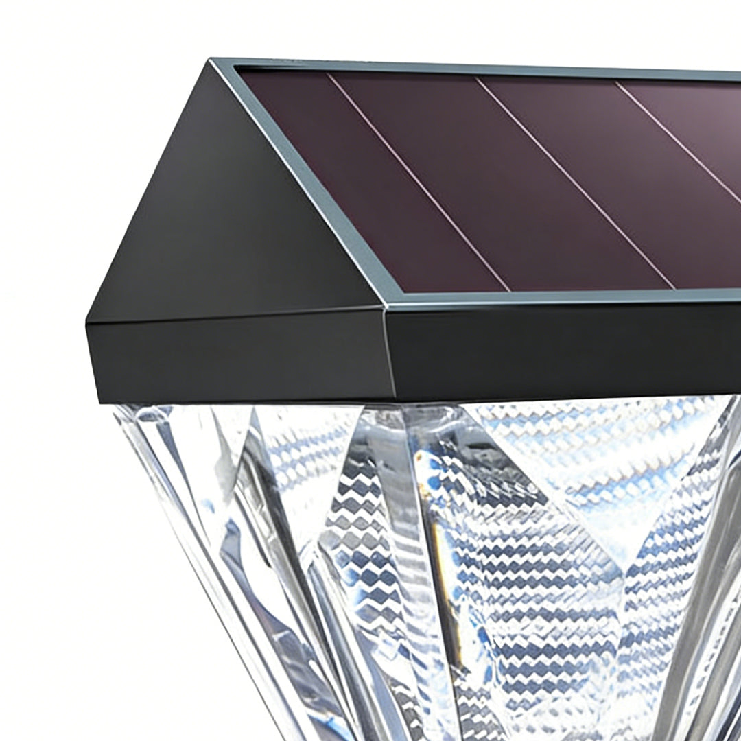 2PCS-Diamond Wall Lights LED Waterproof Black Solar Outdoor Fixture