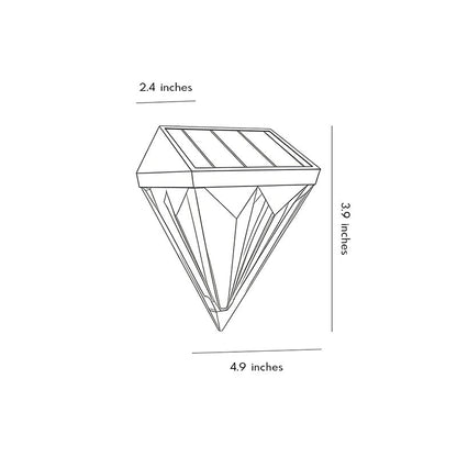 2PCS-Diamond Wall Lights LED Waterproof Black Solar Outdoor Fixture