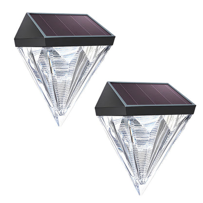 2PCS-Diamond Wall Lights LED Waterproof Black Solar Outdoor Fixture