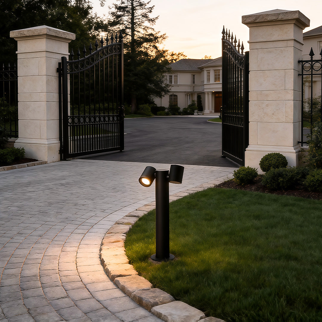 Double Light Bollard Light Rotatable Outdoor Lawn Light