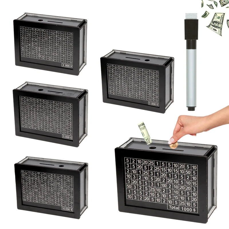 Wooden Piggy Bank for Adults with Coin Counter - Decorative Savings Bank Box for Cash Bills & Coins