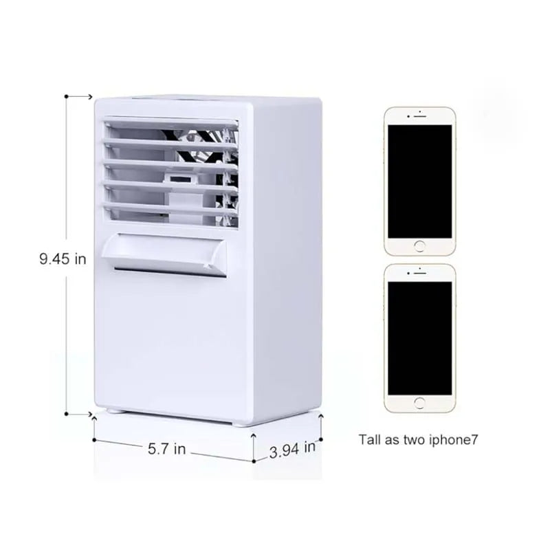 USB Portable Air Conditioner 3-in-1 Mini - Personal Air Cooler Humidifier Fan for Desk Bedroom Travel