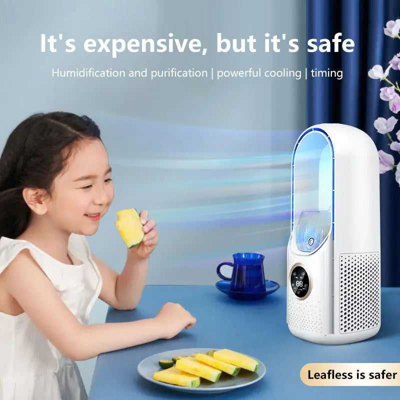 Bladeless Portable Air Conditioner with LED Display - Quiet Personal Air Cooler for Bedroom Desktop