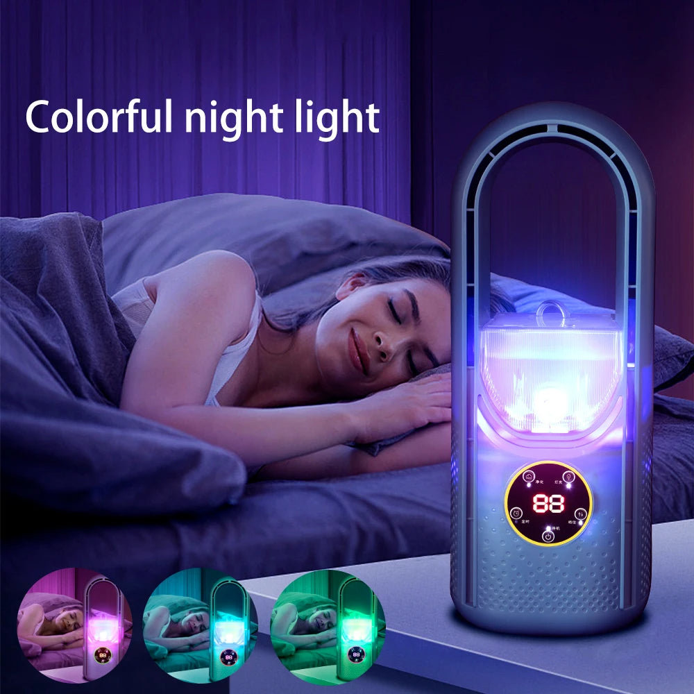 Bladeless Portable Air Conditioner with LED Display - Quiet Personal Air Cooler for Bedroom Desktop
