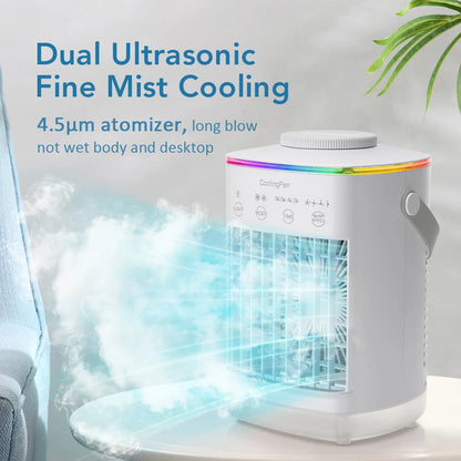 3-in-1 Mini Portable Evaporative Cooler with Humidifier & LED – USB Personal Cooling Fan for Bedroom & Desk