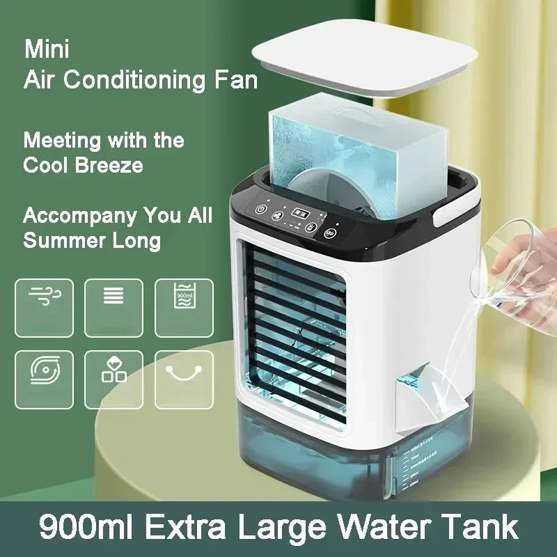 Portable Evaporative Air Cooler with Ultrasonic Mist – 3-Speed Personal Mini Cooling Fan for Room & Desk