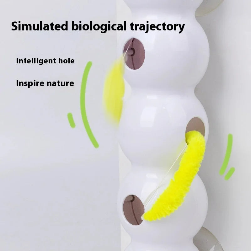 Interactive Cat Toy Automatic Pop-Up Worm Pole – Electric Self-Rotating Feather Teaser for Indoor Cats