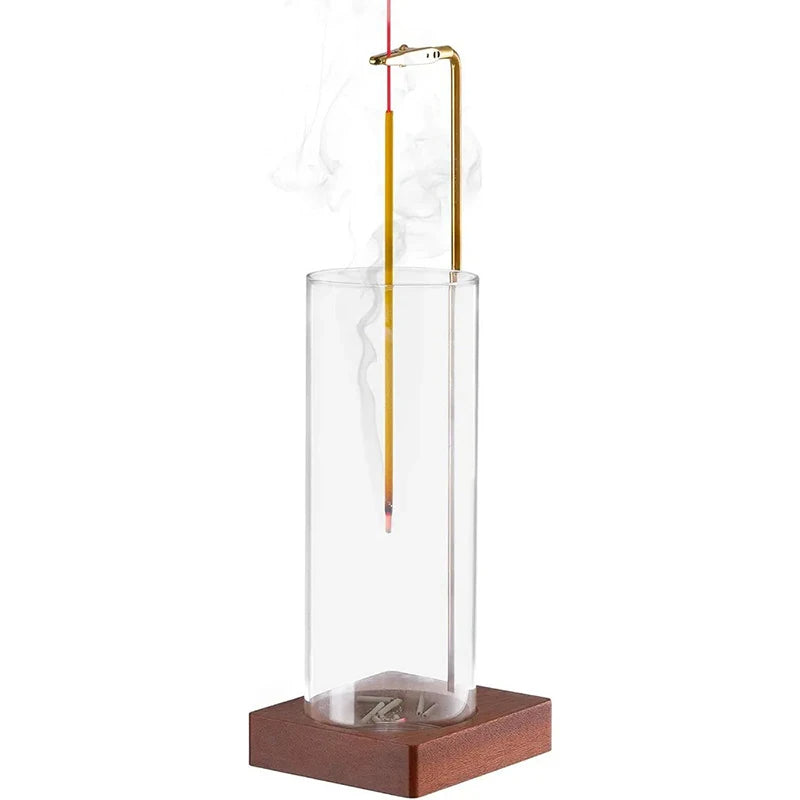 Glass Incense Holder with Removable Ash Catcher - Incense Burner for Sticks Cones Home Meditation