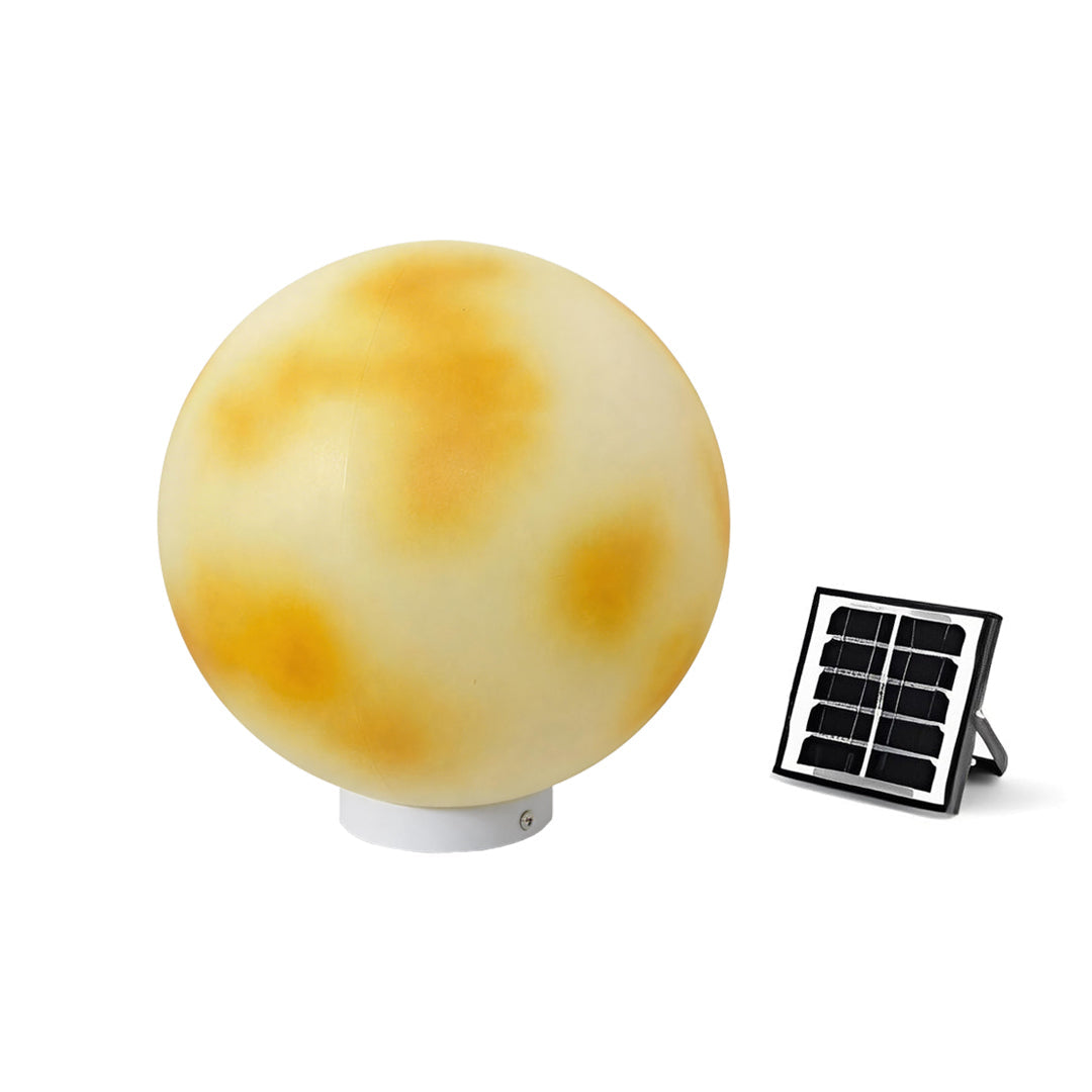 Moon-Shaped Stone Pillar Light – Solar & Hardwired Outdoor LED Decorative Post Cap Light