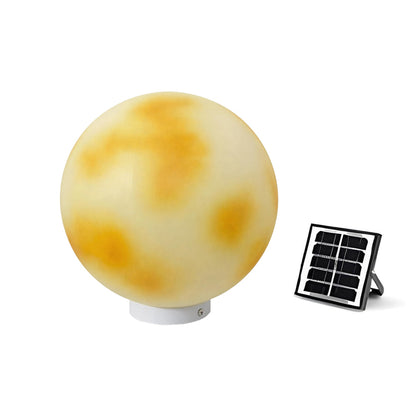 Moon-Shaped Stone Pillar Light – Solar & Hardwired Outdoor LED Decorative Post Cap Light