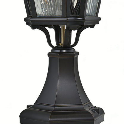 Black Post Light Aluminum with Glass Shade Weatherproof Lamp