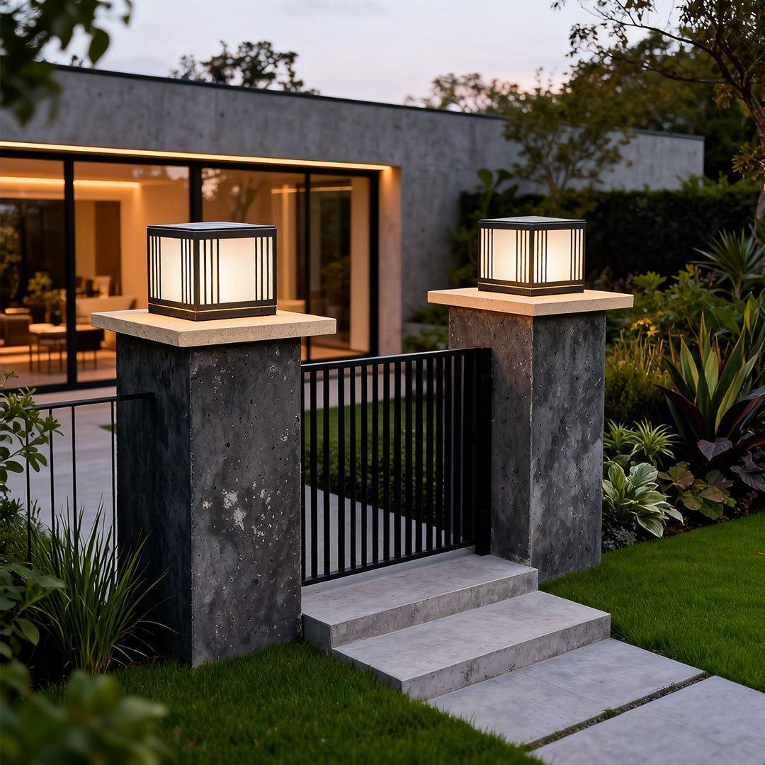 Gate Pillar Solar Light Outdoor Copper Square Rust-Proof Light