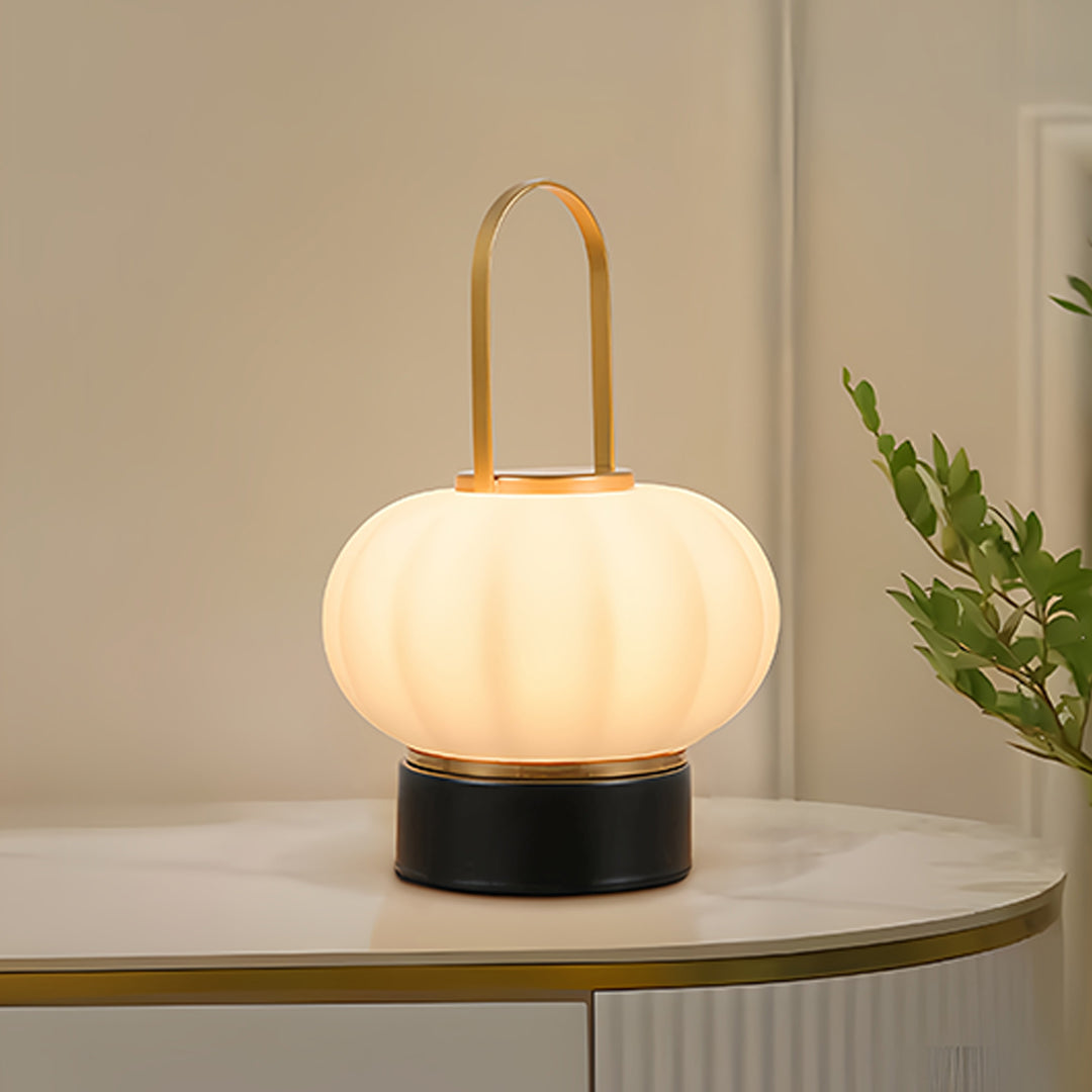 Nordic Lantern Table Lamp with LED & USB Charging – 3-Step Dimmable Atmosphere Accent Light for Bedroom