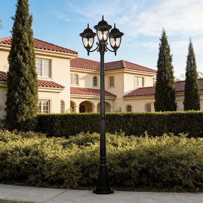 Three-Head Street Lamp Post Lights Waterproof Aluminum European-Style