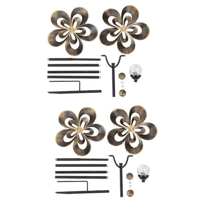 Elegant Vintage Iron Wind Spinner Solar Garden Stake Lights 2Pcs