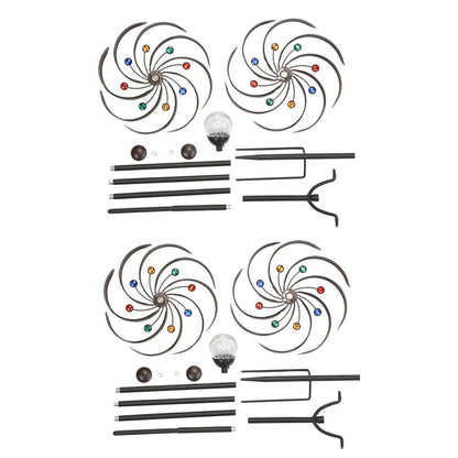 Elegant Vintage Iron Wind Spinner Solar Garden Stake Lights 2Pcs