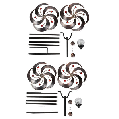 Elegant Vintage Iron Wind Spinner Solar Garden Stake Lights 2Pcs