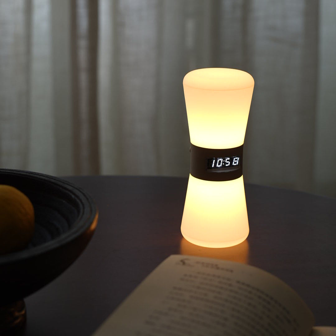 White Mini Table Lamp with Countdown Timer and Gravity Sensor — Ambient Hourglass Lamp