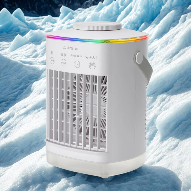 Portable Mini Air Conditioner with Humidifier & LED - 3-in-1 USB Evaporative Cooler for Bedroom Desk