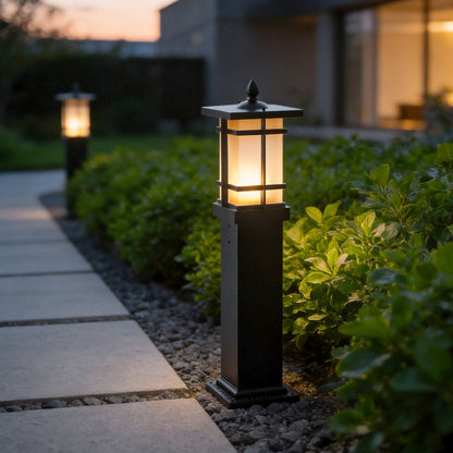 Garden Bollard Lighting Vintage Pavilion Style Black Outdoor Light